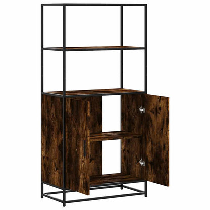 Highboard røget eg 68x35x139 cm træmateriale og metal