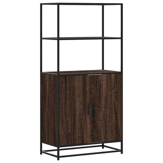 Highboard Brun Eg Look 68x35x139 cm Træ Materiale Metal