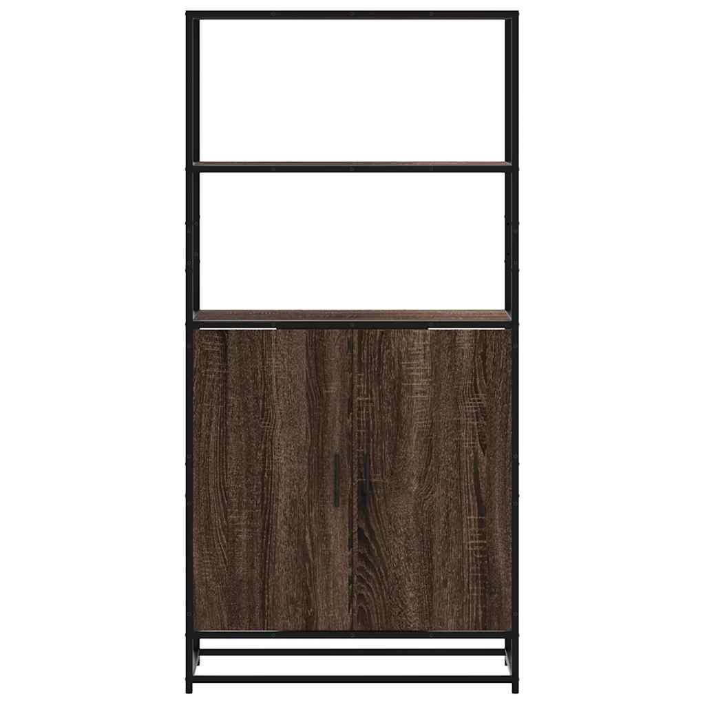 Highboard Brun Eg Look 68x35x139 cm Træ Materiale Metal