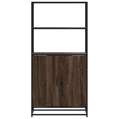 Highboard Brun Eg Look 68x35x139 cm Træ Materiale Metal