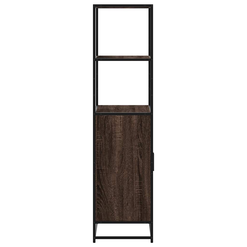 Highboard Brun Eg Look 68x35x139 cm Træ Materiale Metal