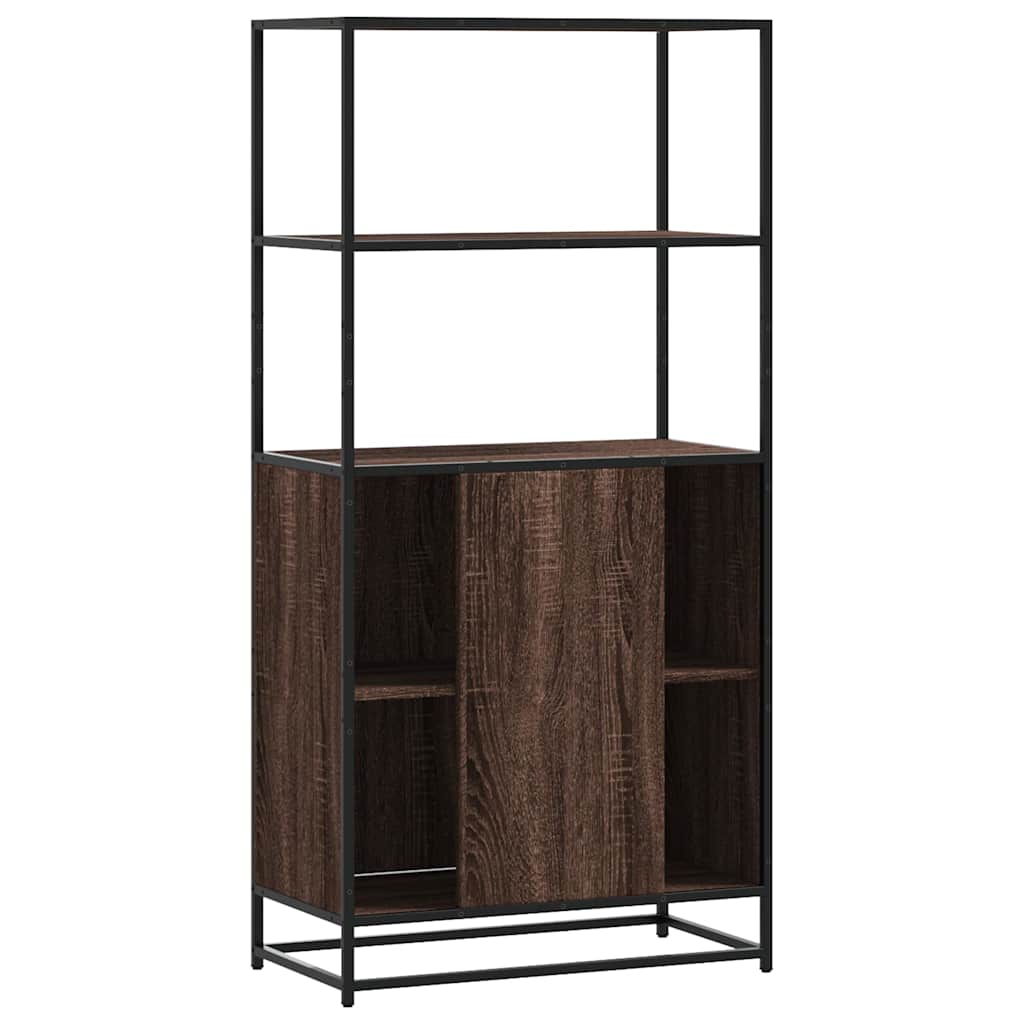 Highboard Brun Eg Look 68x35x139 cm Træ Materiale Metal