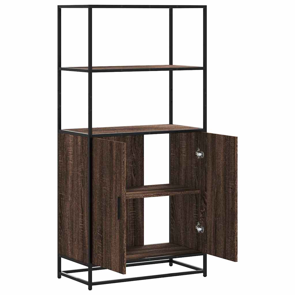Highboard Brun Eg Look 68x35x139 cm Træ Materiale Metal