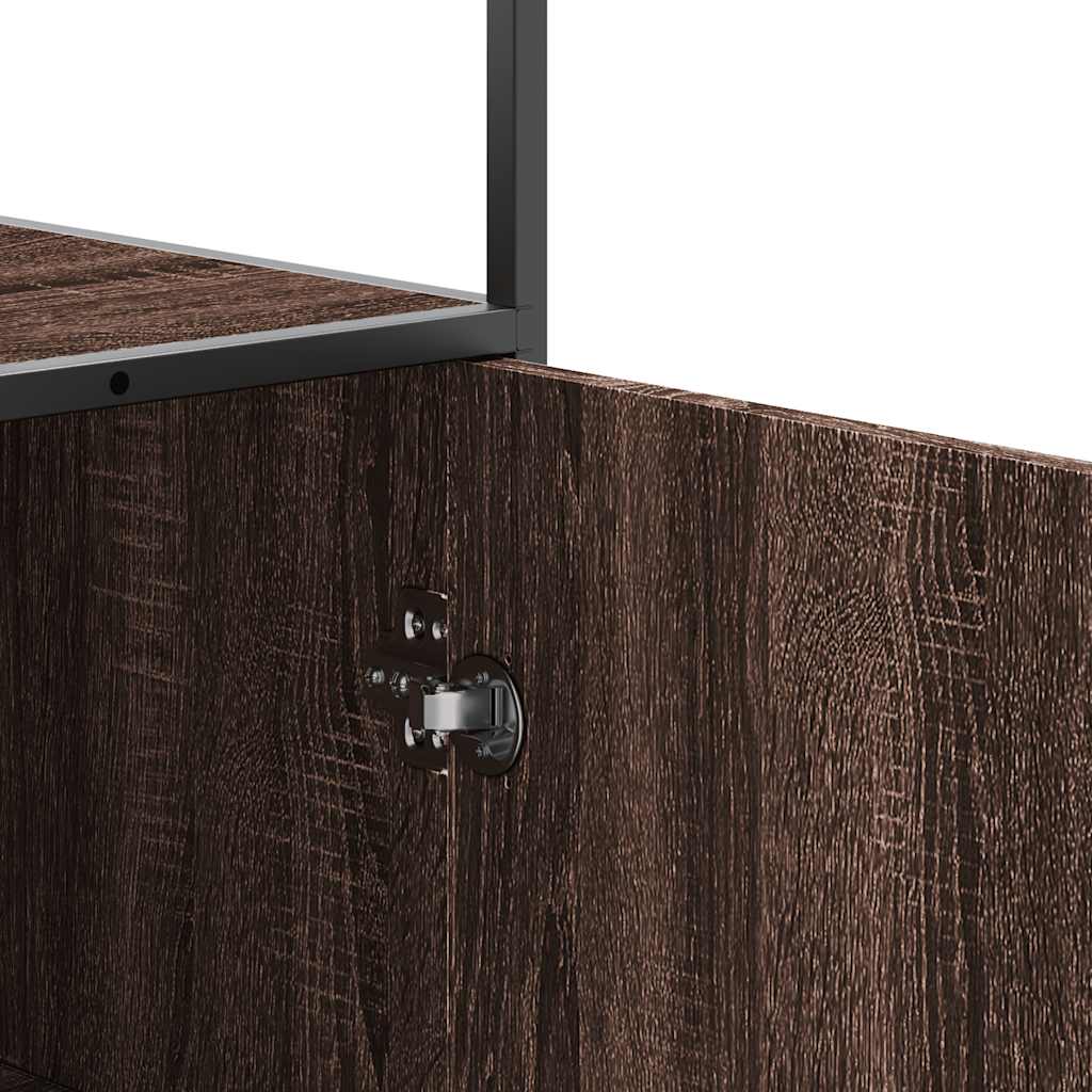 Highboard Brun Eg Look 68x35x139 cm Træ Materiale Metal