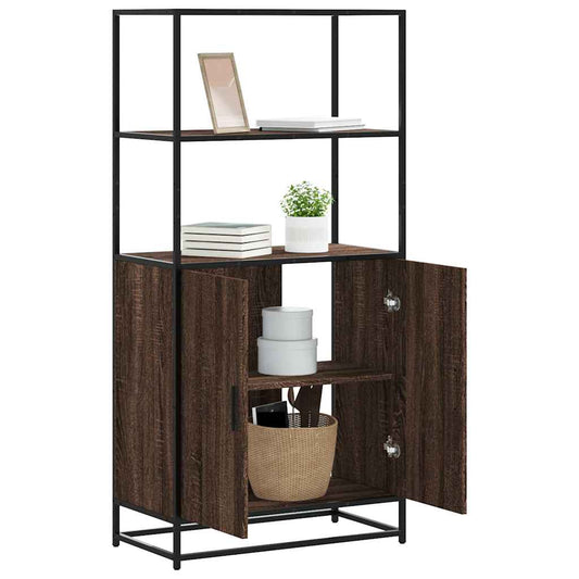 Highboard Brun Eg Look 68x35x139 cm Træ Materiale Metal