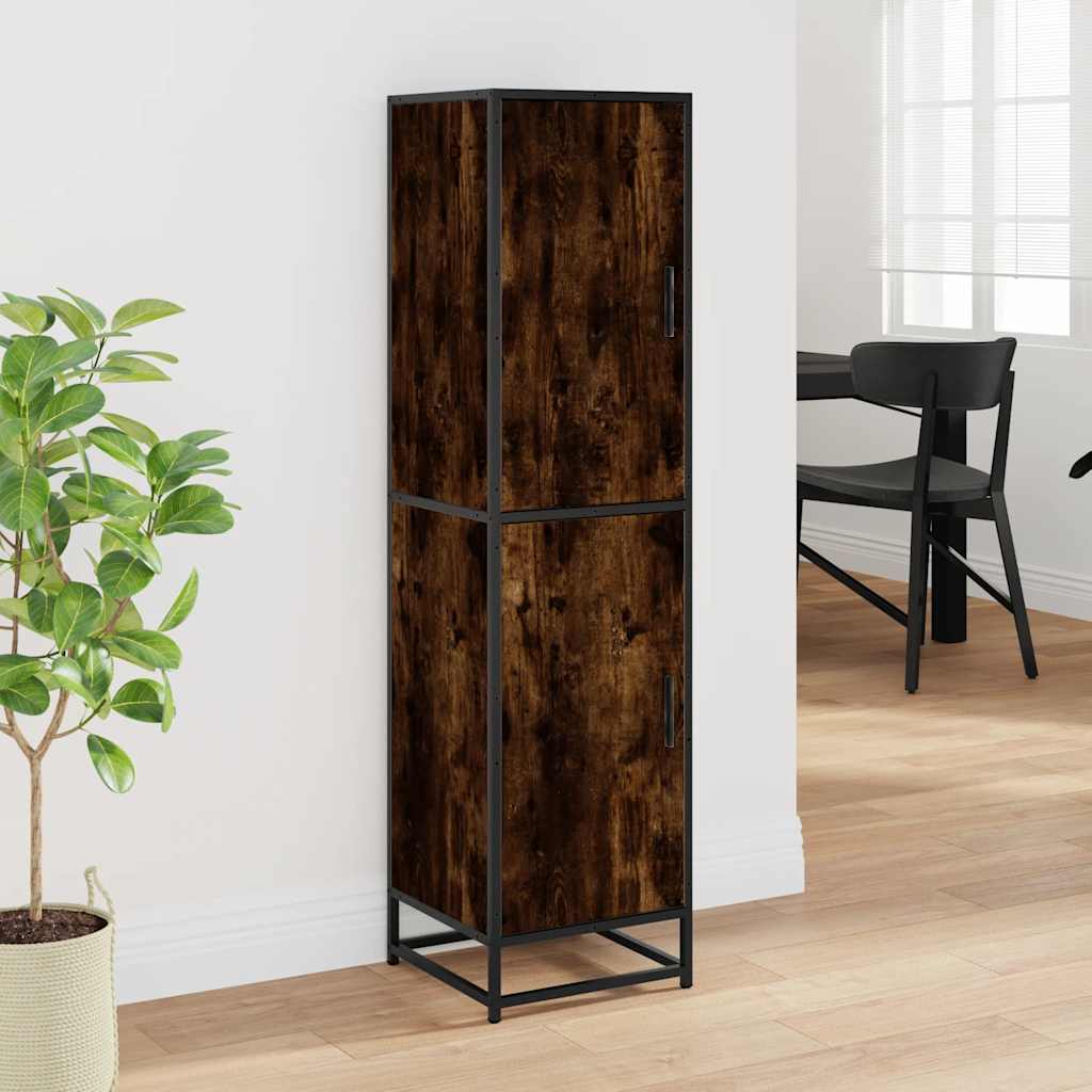Highboard røget eg 35,5x35x139 cm træmateriale metal