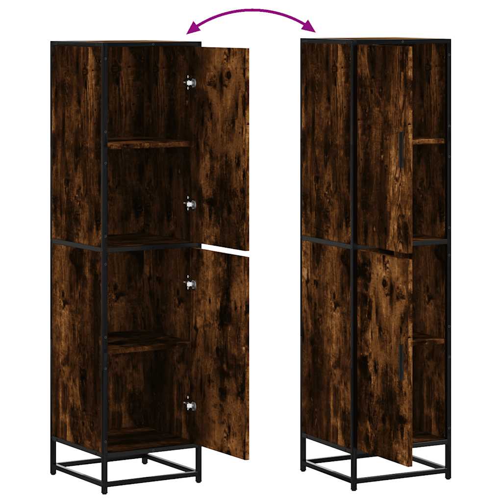 Highboard røget eg 35,5x35x139 cm træmateriale metal