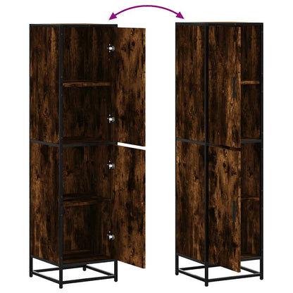 Highboard røget eg 35,5x35x139 cm træmateriale metal