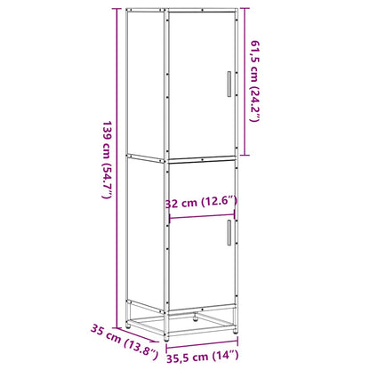Highboard røget eg 35,5x35x139 cm træmateriale metal