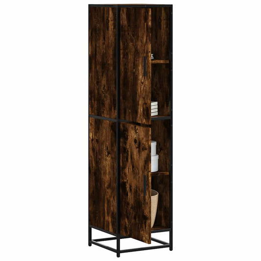 Highboard røget eg 35,5x35x139 cm træmateriale metal