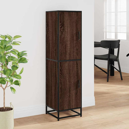 Highboard Brown Oak Look 35,5x35x139cm Træ Materiale Metal