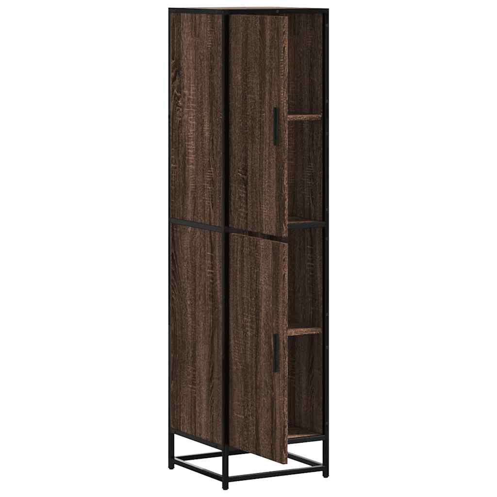 Highboard Brown Oak Look 35,5x35x139cm Træ Materiale Metal