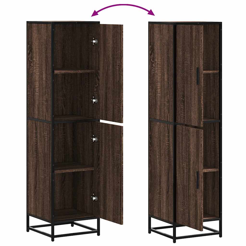 Highboard Brown Oak Look 35,5x35x139cm Træ Materiale Metal