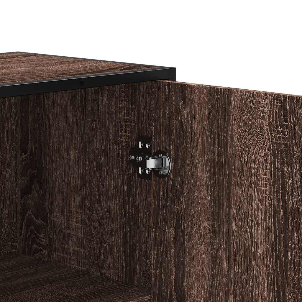 Highboard Brown Oak Look 35,5x35x139cm Træ Materiale Metal