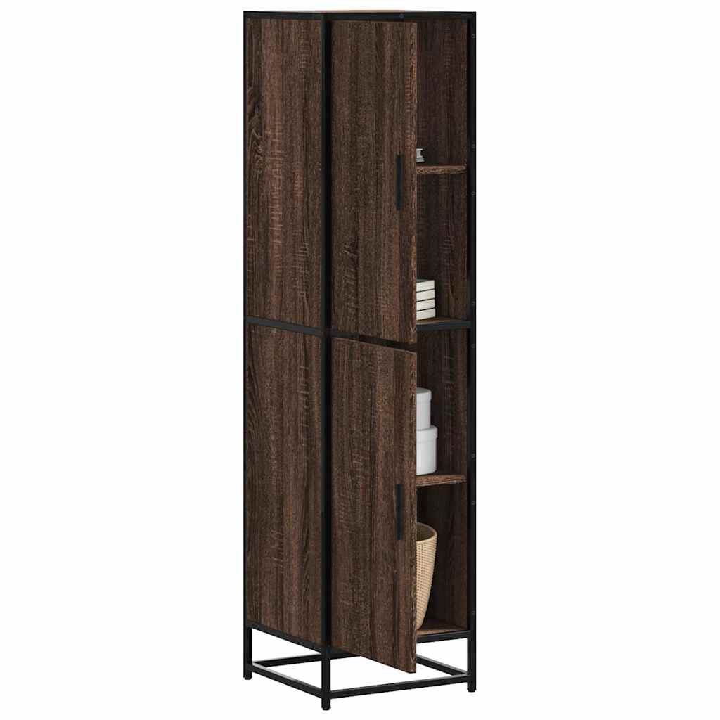 Highboard Brown Oak Look 35,5x35x139cm Træ Materiale Metal