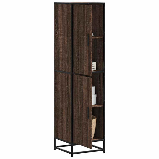 Highboard Brown Oak Look 35,5x35x139cm Træ Materiale Metal