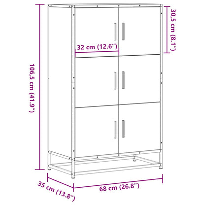 Highboard Sonoma Eg 68x35x106,5 cm Træ Materiale Metal