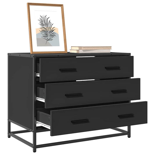 Skuffeskab Sort 70x41x56 cm Træ Materiale
