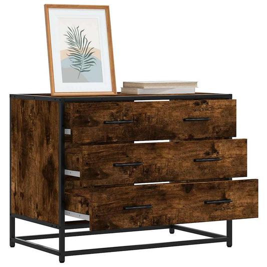 Skuffeskab Røget Eg 70x41x56 cm Træ Materiale