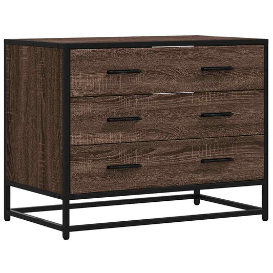 Skuffeskab Brun Eg Look 70x41x56 cm Træ Materiale