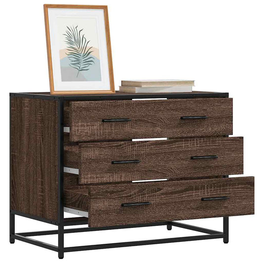 Skuffeskab Brun Eg Look 70x41x56 cm Træ Materiale