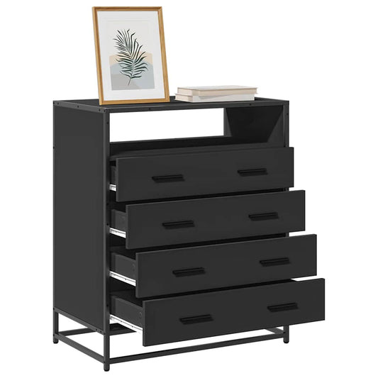 Skuffeskab Sort 70x41x83,5 cm Træ Materiale