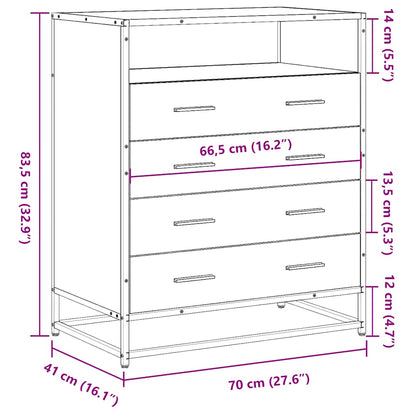 Skuffeskab Brun Eg Look 70x41x83,5cm Træmateriale
