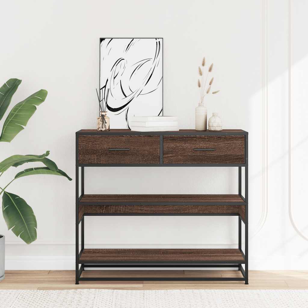 Konsolentisch Braun Eichen-Optik 90x35x80 cm Holzwerkstoff