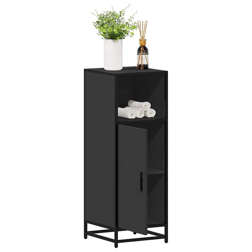 Badeværelsesskab Sort 35x37,5x100 cm Træ Materiale