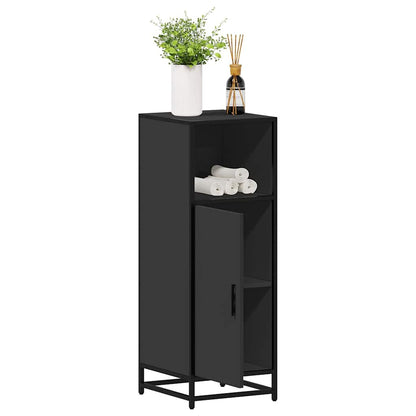 Badeværelsesskab Sort 35x37,5x100 cm Træ Materiale