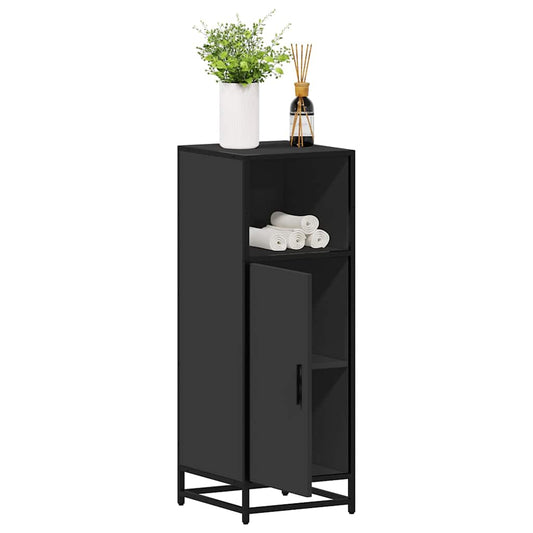Badeværelsesskab Sort 35x37,5x100 cm Træ Materiale