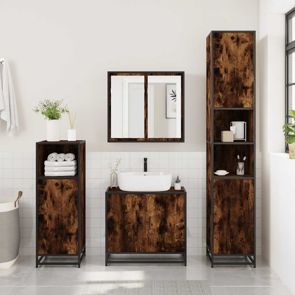 Badeværelsesskab Røget Eg 35x37,5x100 cm Træ Materiale