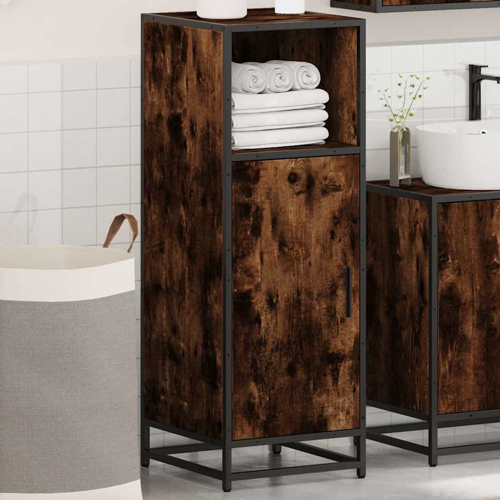 Badeværelsesskab Røget Eg 35x37,5x100 cm Træ Materiale