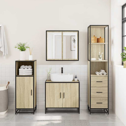 Badeværelsesskab Sonoma Eg 35x37,5x166 cm Træ Materiale