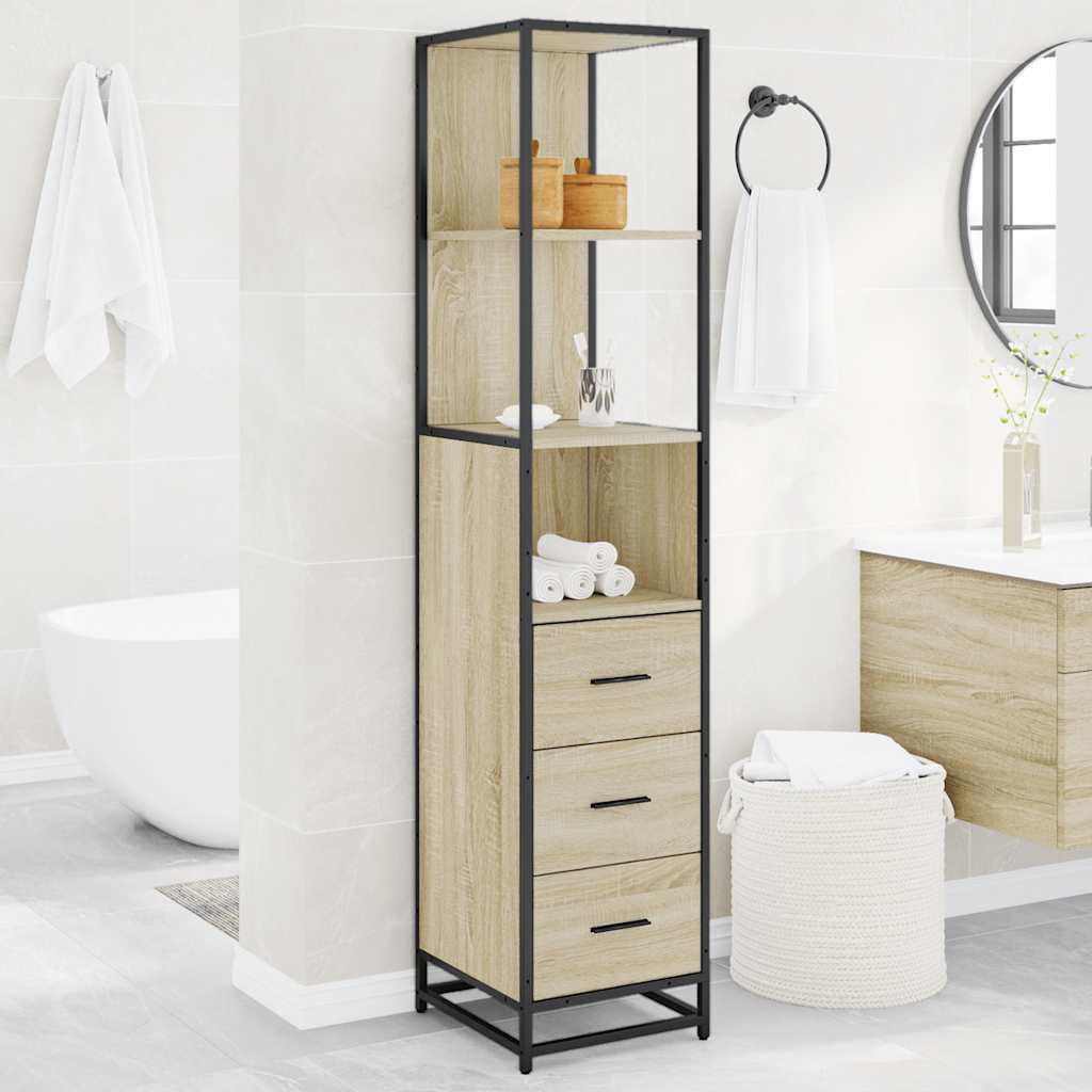 Badeværelsesskab Sonoma Eg 35x37,5x166 cm Træ Materiale