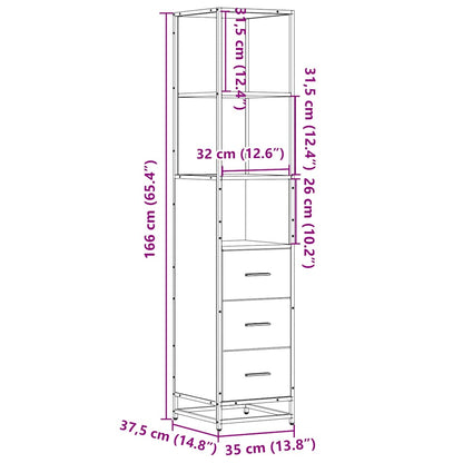 Badeværelsesskab Sonoma Eg 35x37,5x166 cm Træ Materiale