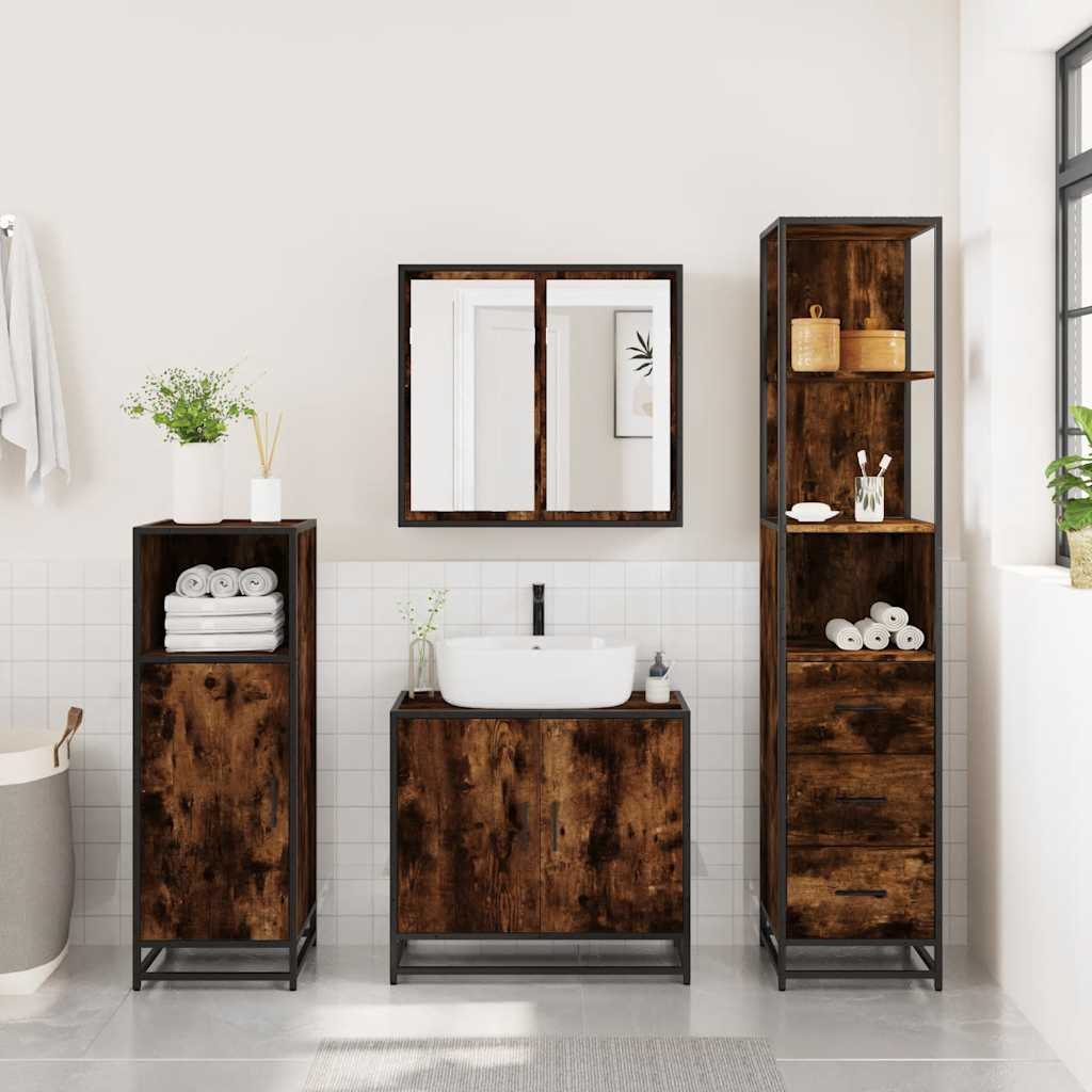 Badeværelsesskab Røget Eg 35x37,5x166 cm Træ Materiale