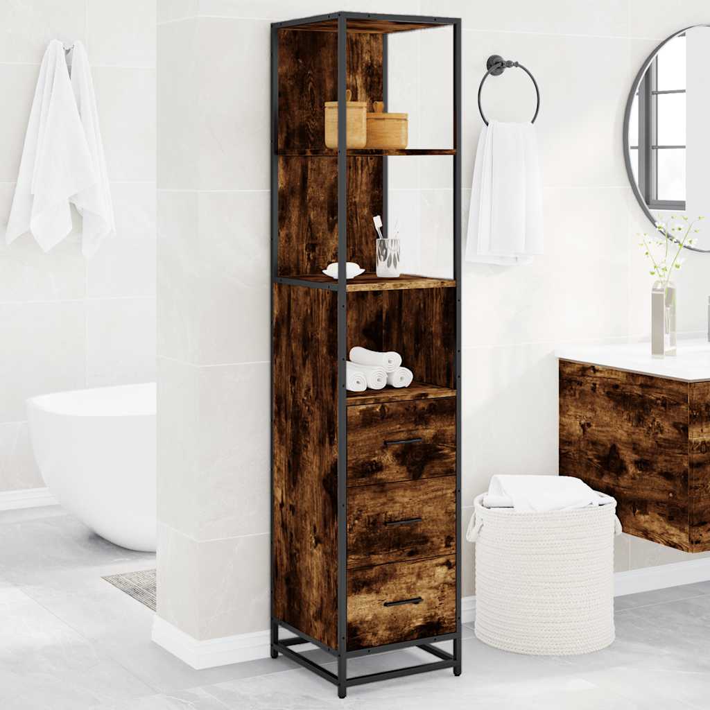Badeværelsesskab Røget Eg 35x37,5x166 cm Træ Materiale