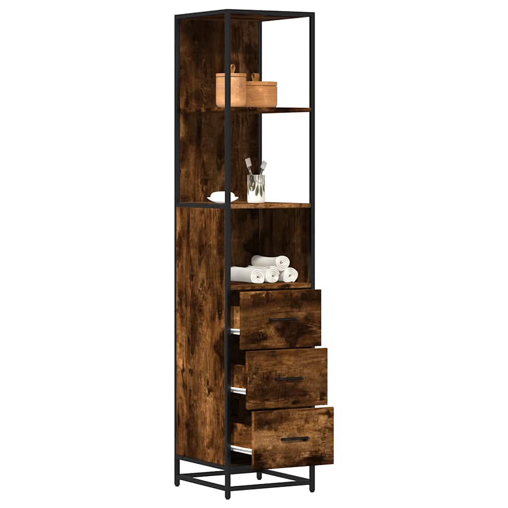 Badeværelsesskab Røget Eg 35x37,5x166 cm Træ Materiale