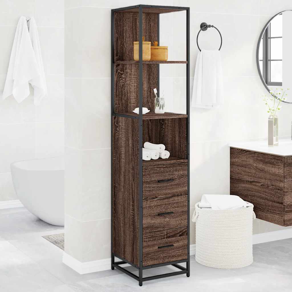 Badeværelsesskab Brun Eg Look 35x37,5x166 cm Træmateriale