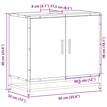 Håndvask underskab røget eg 65x33x60 cm træmateriale