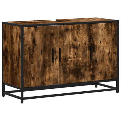 Håndvask underskab røget eg 90x33x60 cm træmateriale
