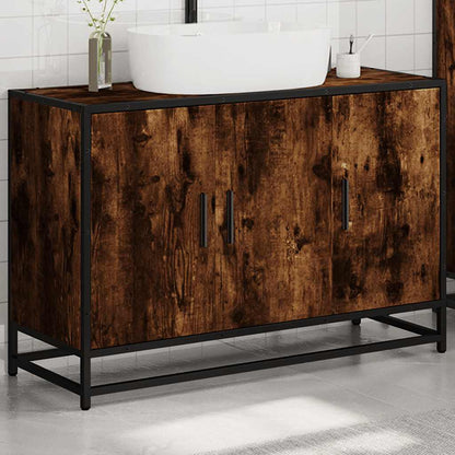 Håndvask underskab røget eg 90x33x60 cm træmateriale