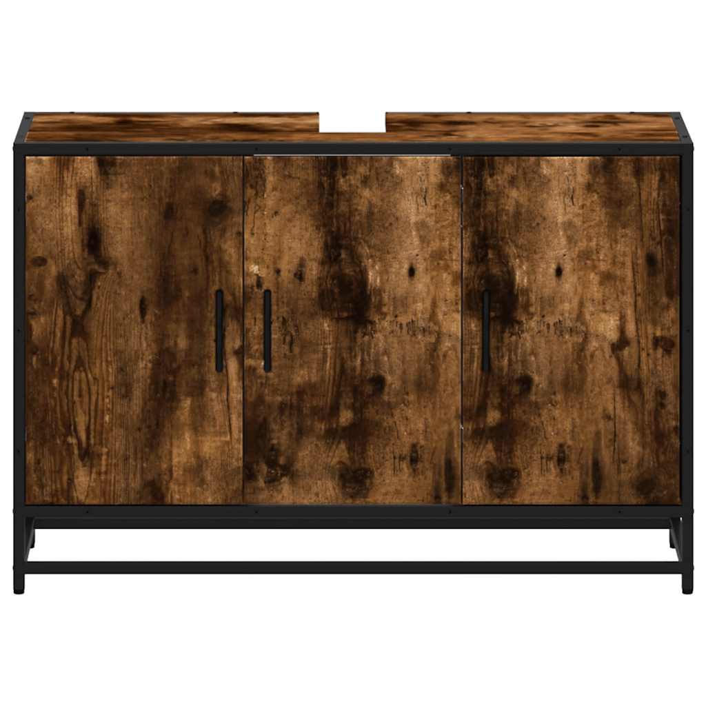 Håndvask underskab røget eg 90x33x60 cm træmateriale
