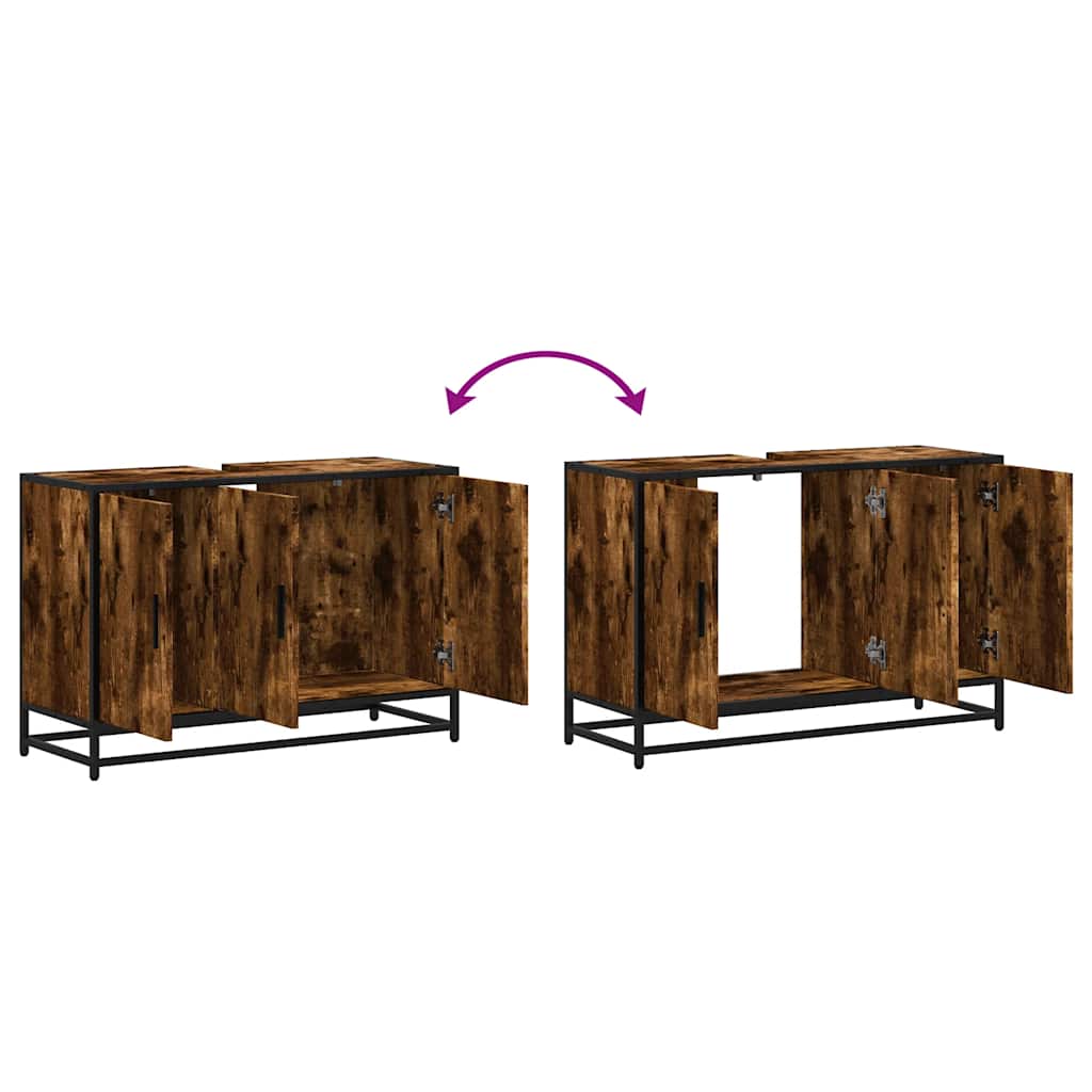 Håndvask underskab røget eg 90x33x60 cm træmateriale