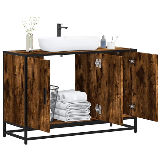Håndvask underskab røget eg 90x33x60 cm træmateriale