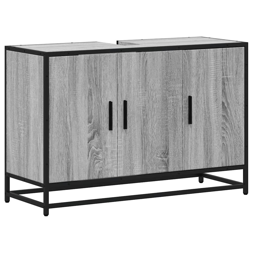 Håndvask Skab Grå Sonoma 90x33x60 cm Træ Materiale