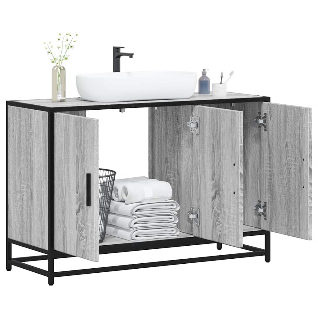 Håndvask Skab Grå Sonoma 90x33x60 cm Træ Materiale