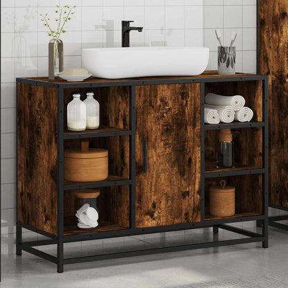 Håndvask underskab røget eg 80x33x60 cm træmateriale