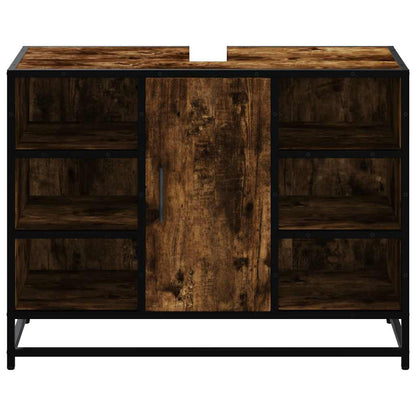 Håndvask underskab røget eg 80x33x60 cm træmateriale